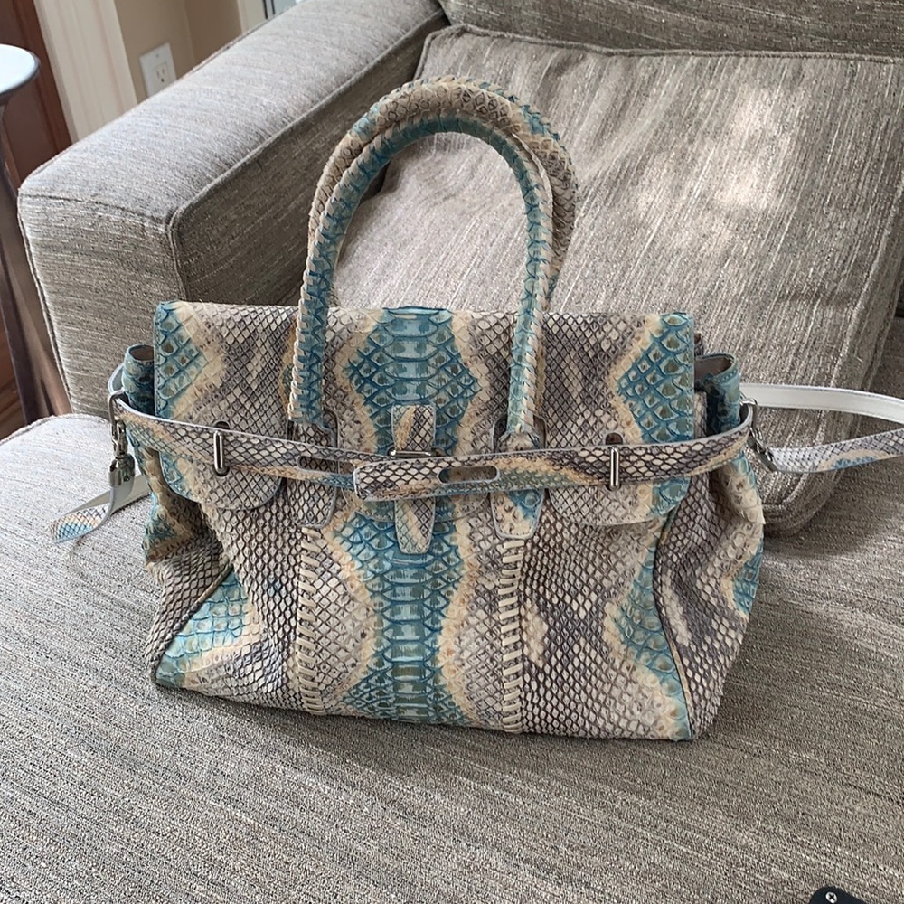 Paola Del Lungo Python Satchel W/ Crossbody Strap. - image 1